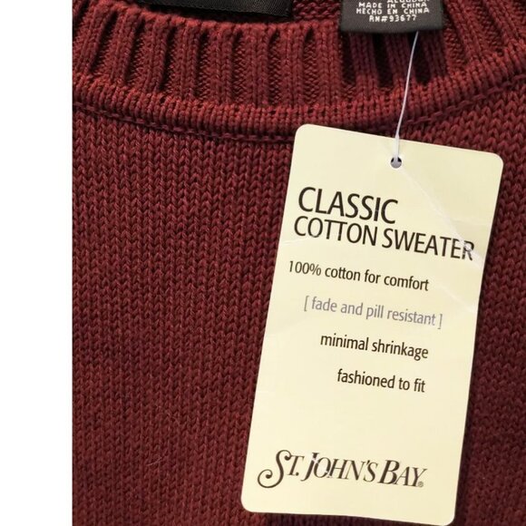🐞NWT St. John's Bay Oversized 100% Cotton Knit Crew Neck Pull-on Sweater in Red - Picture 11 of 16